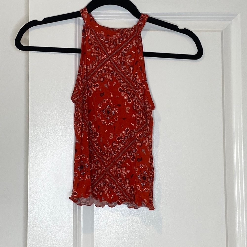 Bandana Pattern Sleeveless Crop Top